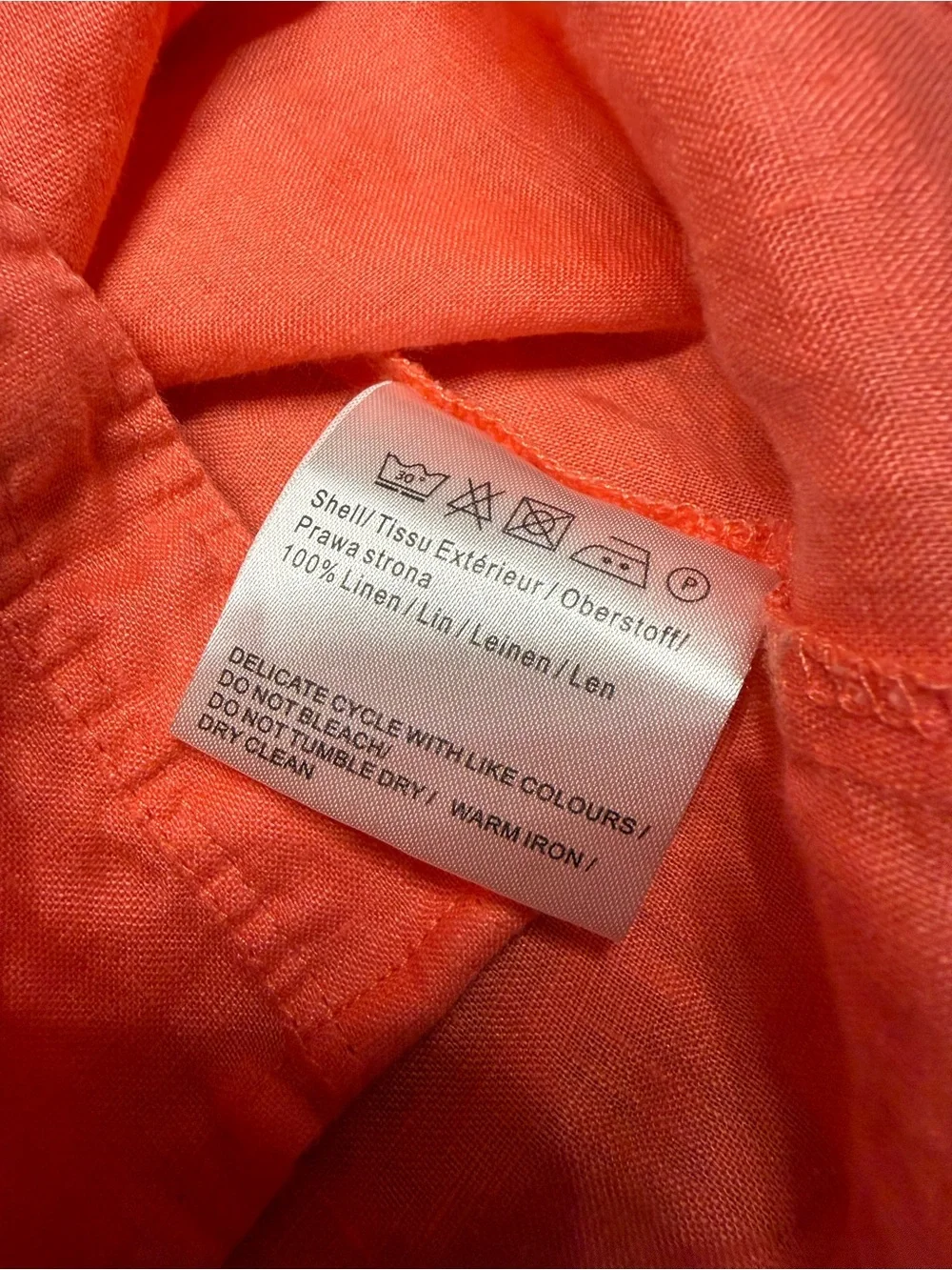 Malvin Linen Women's Coral Button-Front Pintuck Blouse- Size M/8